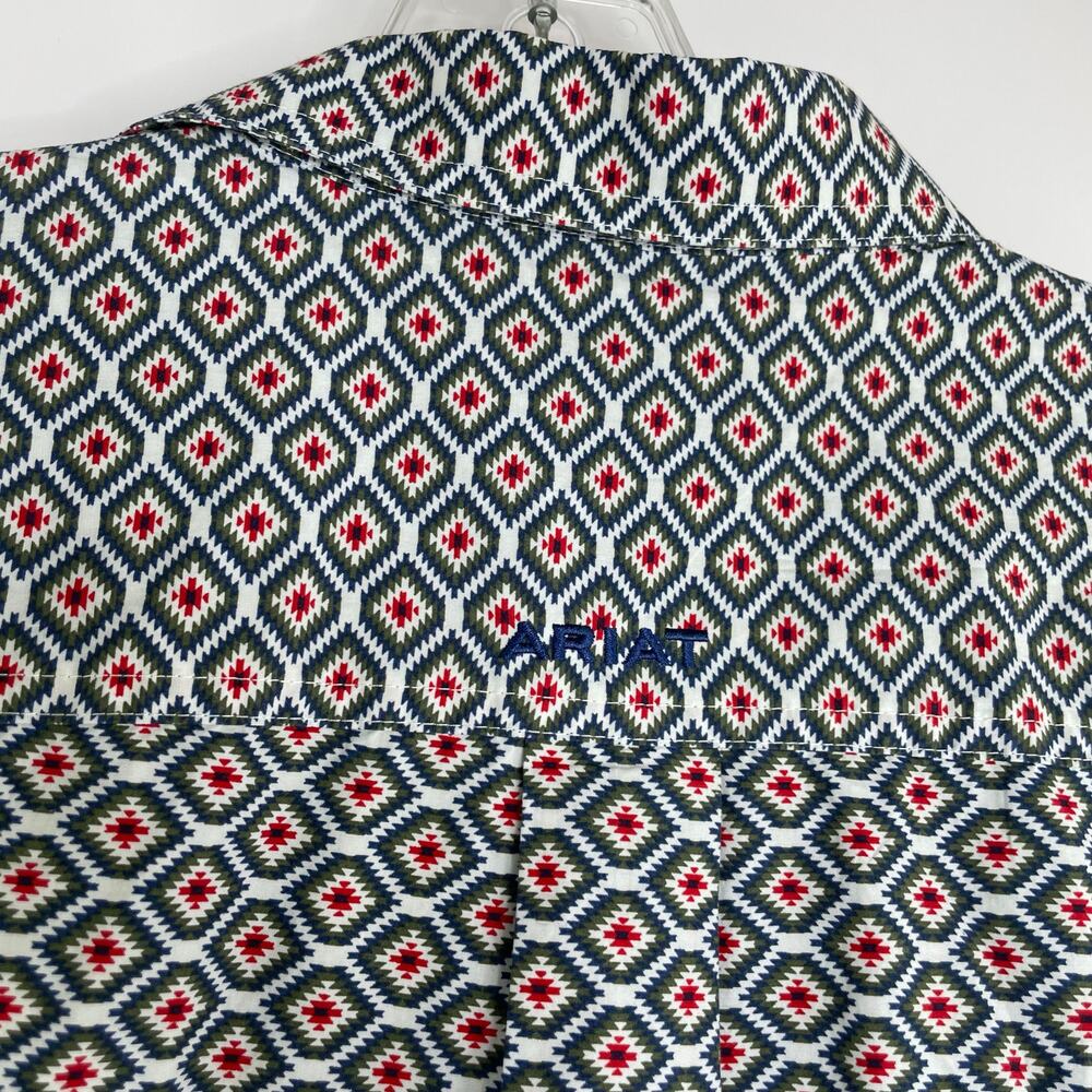 Ariat Green Red Blue Aztec Pattern Button Down Lo… - image 4
